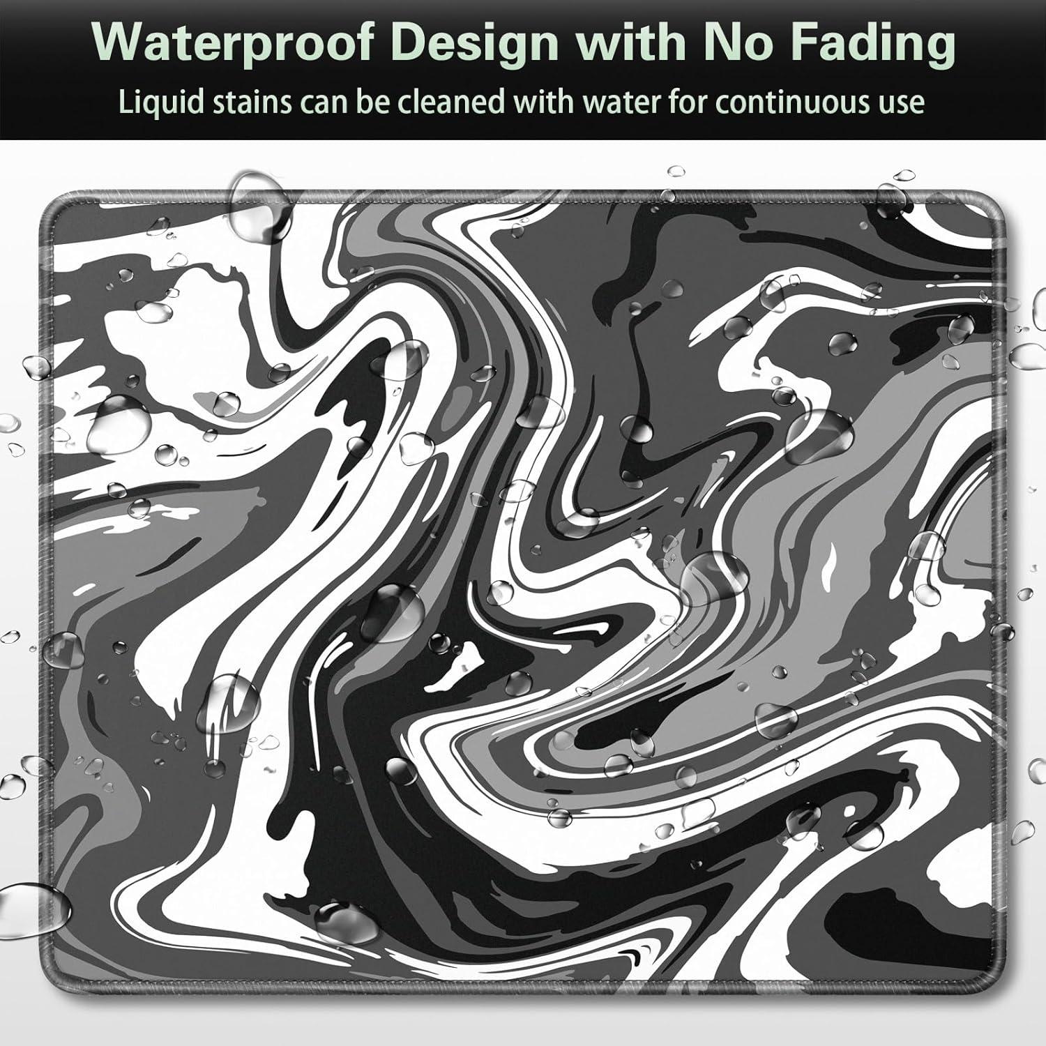 Mauspad 240x200mm Fluid Art Mouse Pad Klein Wasserdicht Schwarz-Grau