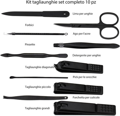 Professionelles Maniküre-Nagelknipser-Set 10-in-1 Edelstahl Blau