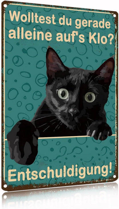 Lustiges Katzen Badezimmer Metallschild 20x30cm Wanddekoration