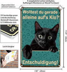 Schwarze Katze Badezimmer Metall Schild Toilette Kunst