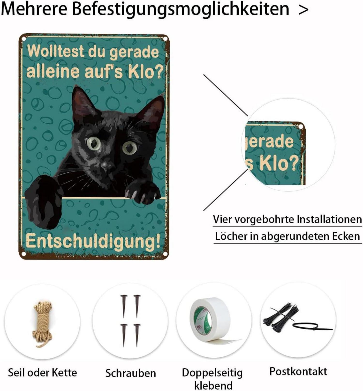 Lustiges Katzen Badezimmer Metallschild 20x30cm Wanddekoration