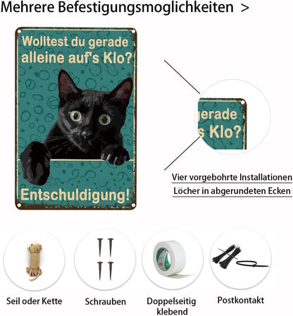 Lustiges Katzen Badezimmer Metallschild 20x30cm Wanddekoration