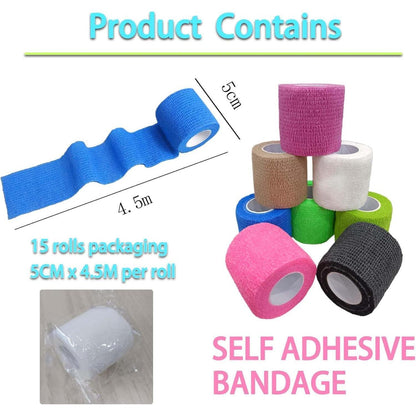 8 Rollen Selbstklebende Verband Bandage für Sport & Haustiere