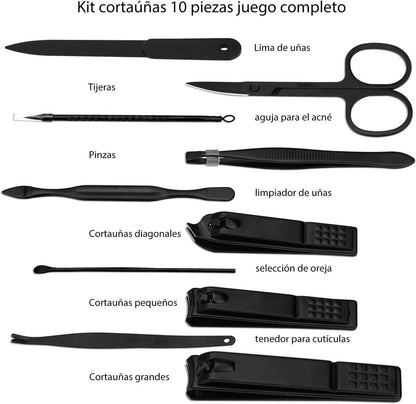 Maniküre-Set Nagelknipser-Set Edelstahl Werkzeuge 10-in-1 Violett
