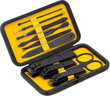 Professionelles Maniküre-Set 10-in-1 mit Lederetui Gelb