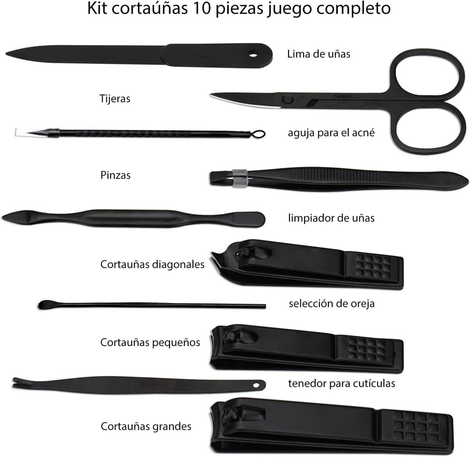 Professionelles Maniküre-Set Nagelknipser Edelstahl Gelb 10-in-1