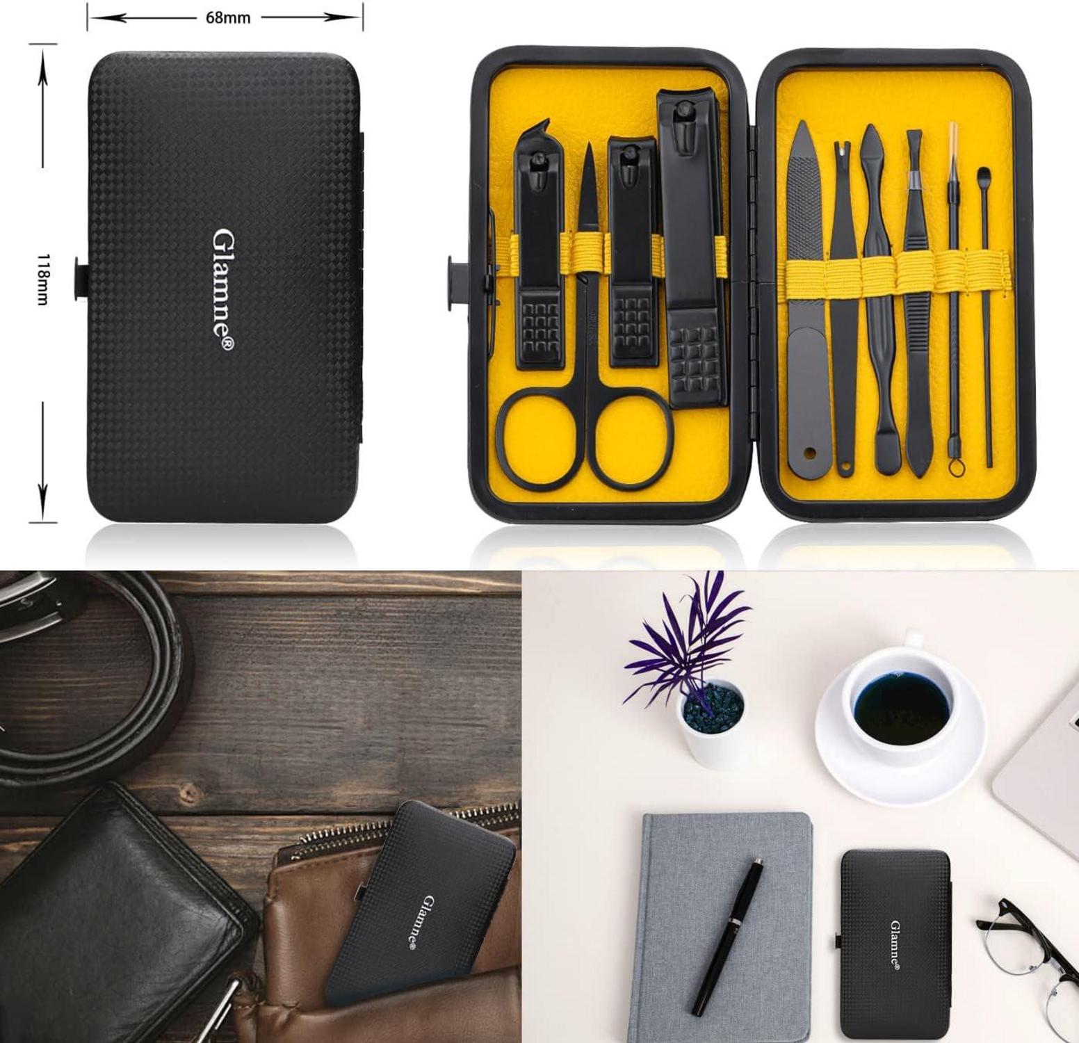 Professionelles Maniküre-Set Nagelknipser Edelstahl Gelb 10-in-1