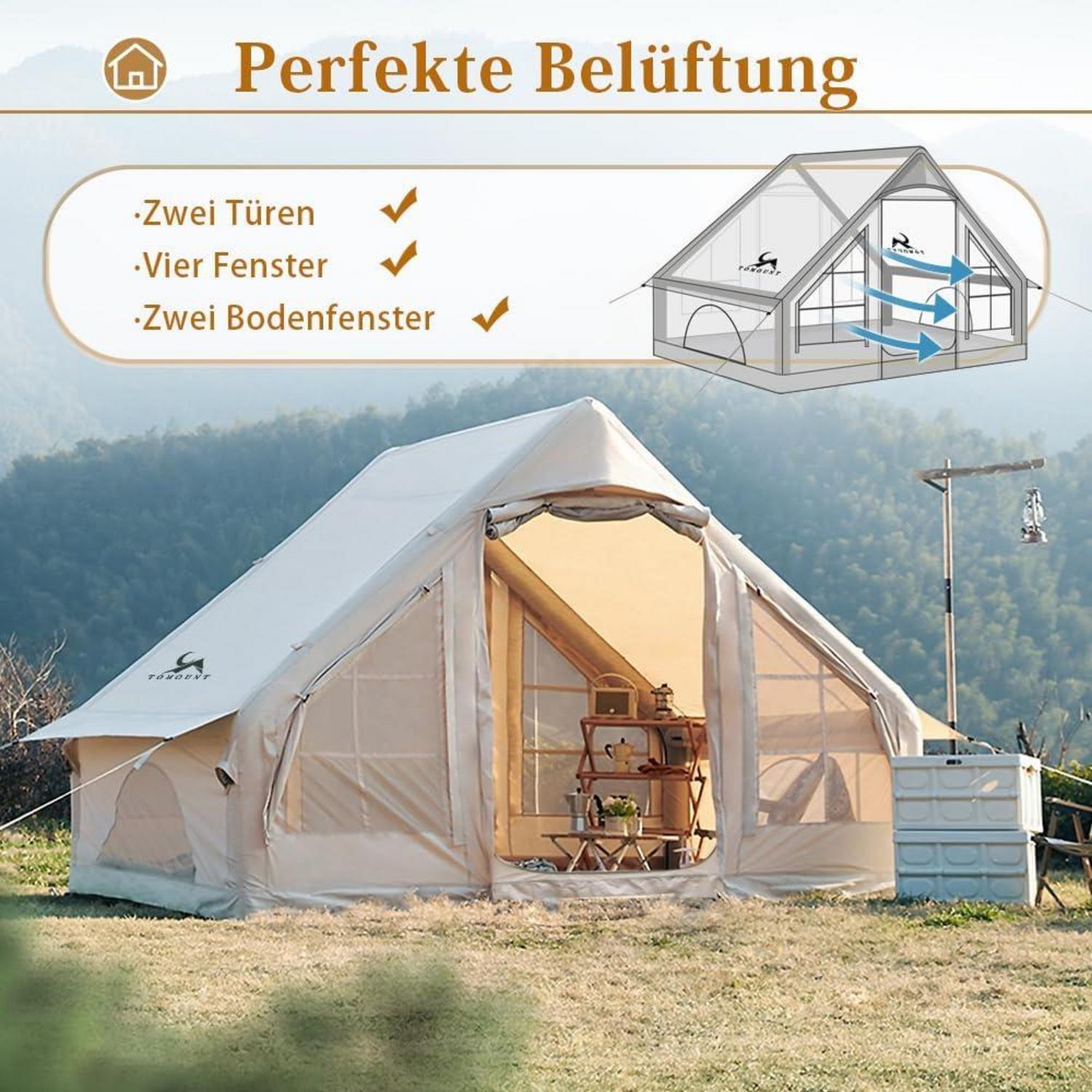 Aufblasbares 4 Personen Familienzelt Wasserdicht Glampingzelt Outdoor Camping