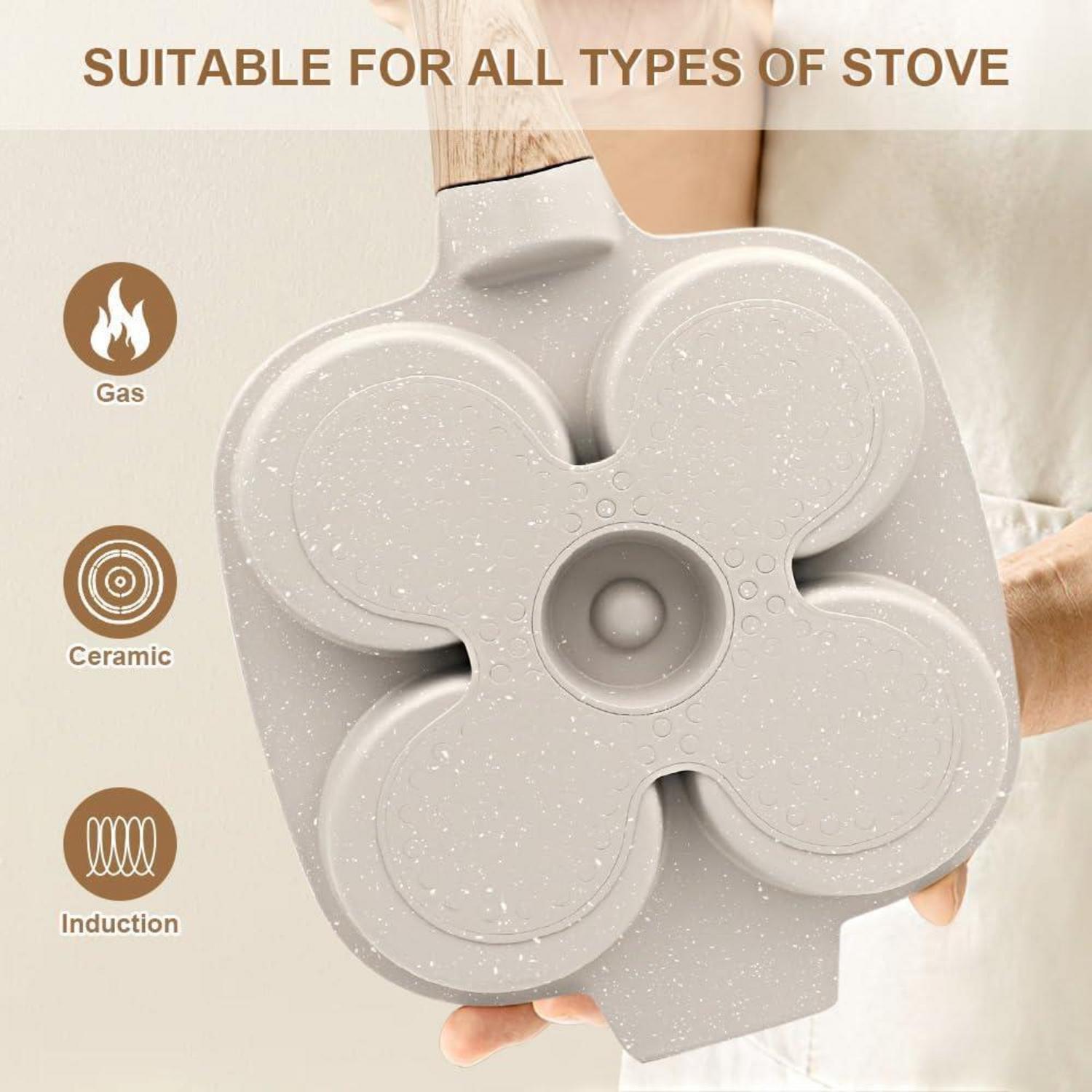 Bobikuke Spiegeleipfanne 21cm Induktion Pfanne mit Deckel abnehmbarer Griff