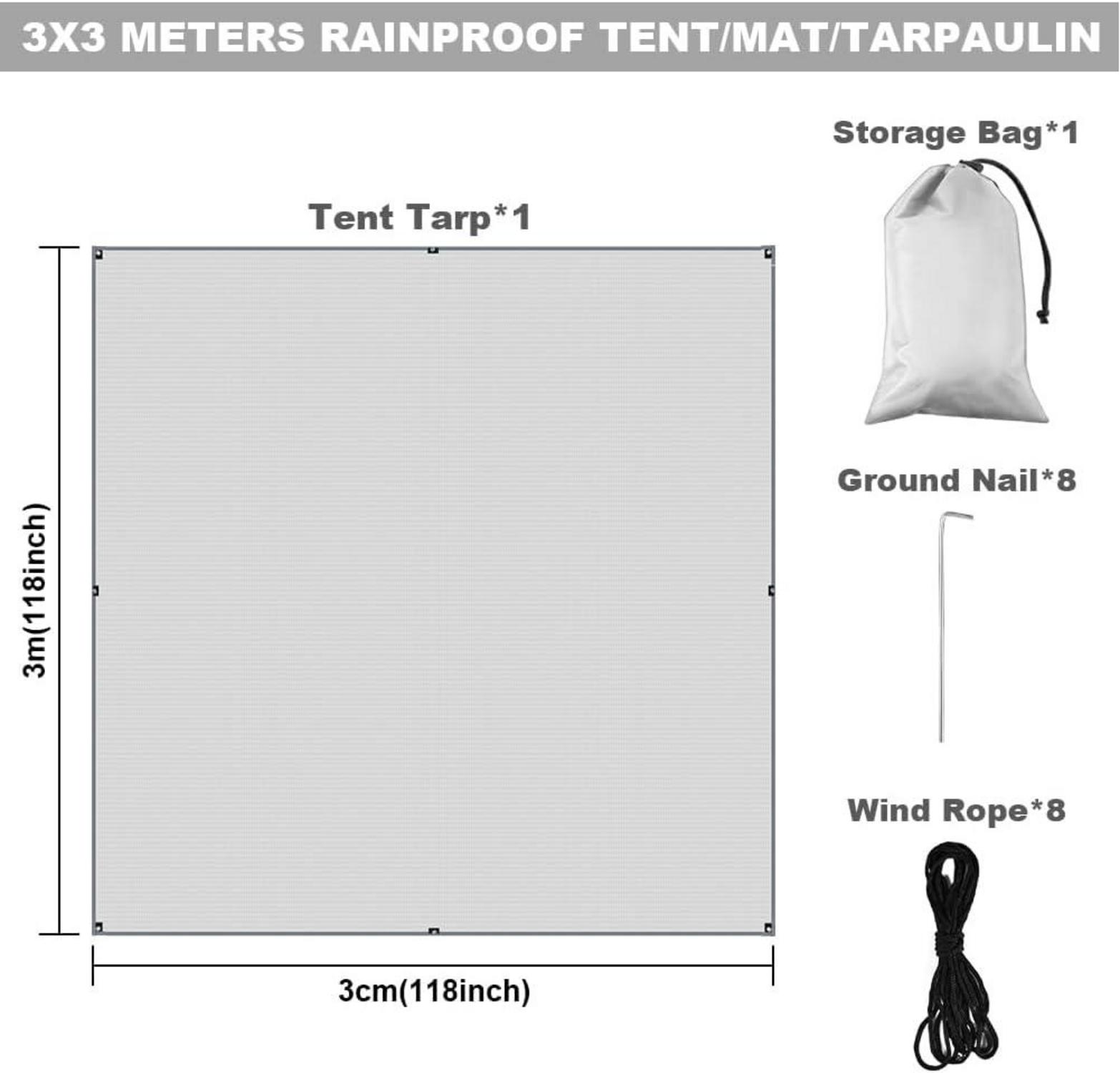 Flintronic Tarp 3x3m Wasserdicht Ultraleicht UV Schutz