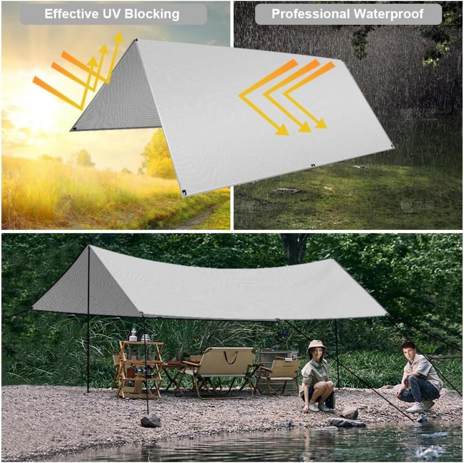 Flintronic Tarp 3x3m Wasserdicht UV Schutz Camping Sonnensegel Zelt