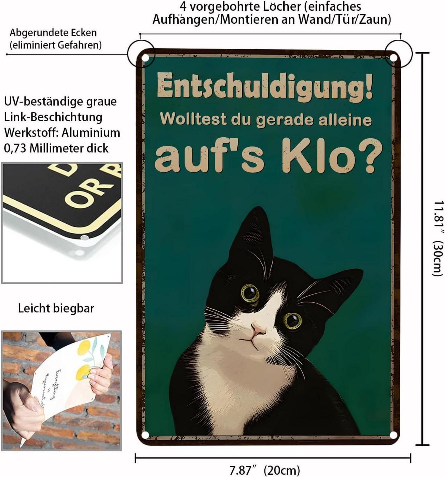 Schwarze Katze Metall Zinn Bar Toilette Dekoration 20x30cm