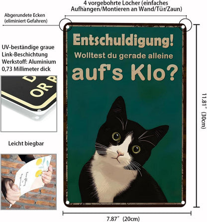 Schwarze Katze Metall Zinn Bar Toilette Dekoration 20x30cm