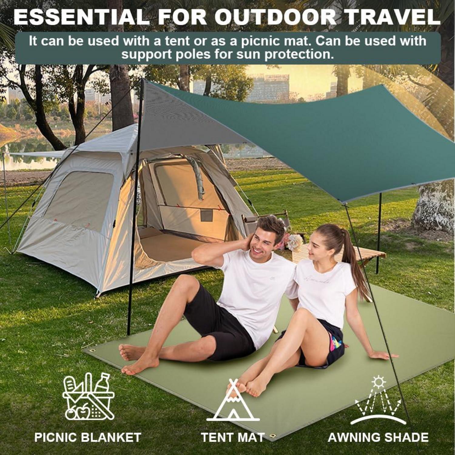 Flintronic Tarp 3x3m Wasserdicht Ultraleicht Camping Sonnensegel UV Schutz