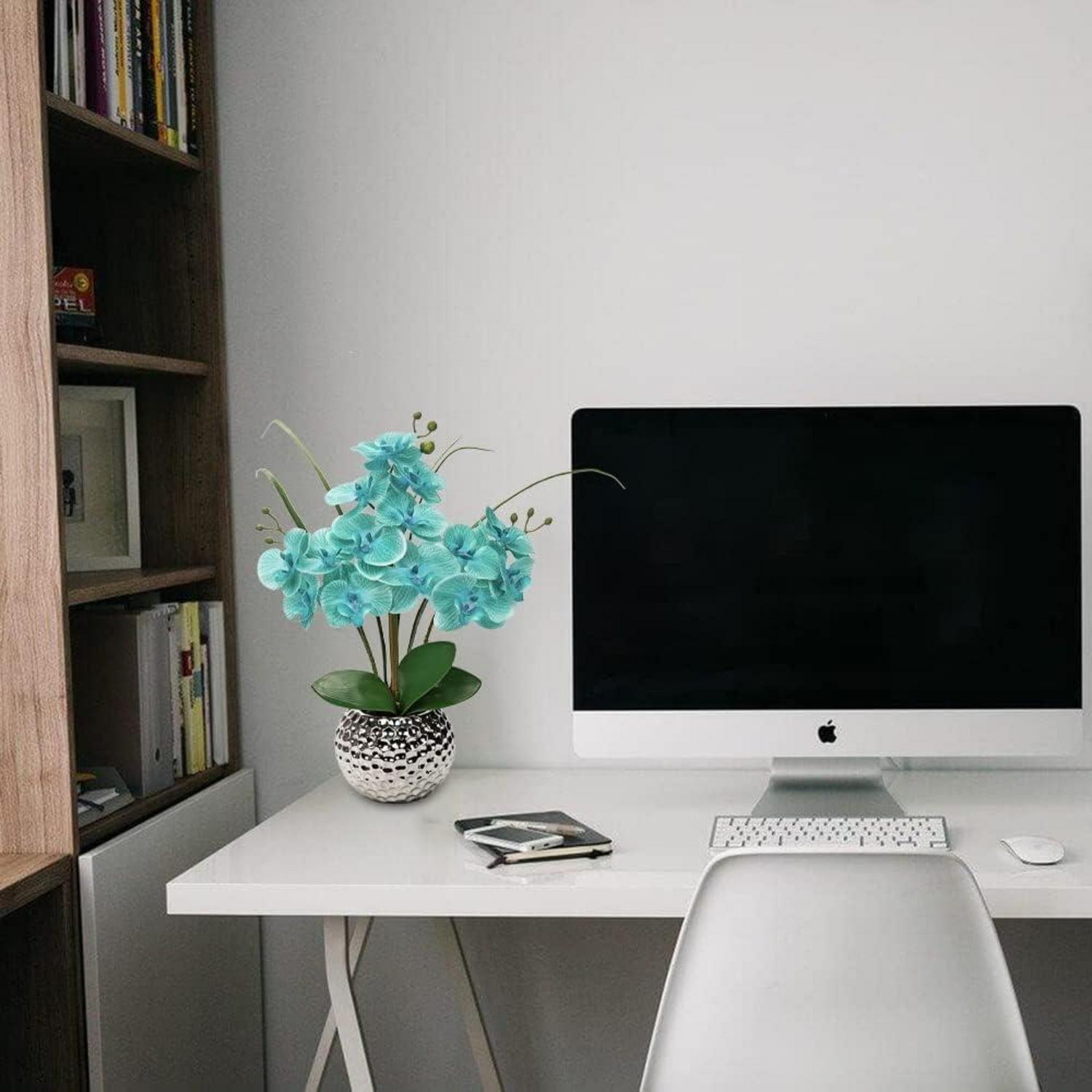 Künstliche Orchidee Deko Kunstblumen Phalaenopsis 49 cm Keramiktopf