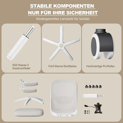 Ergonomischer Bürostuhl 100° Armlehne 4D-Lendenstütze Grau Mesh