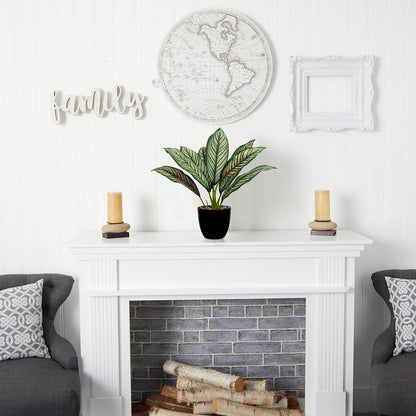 Künstliche Calathea Pflanze Buschig Kunststofftopf 8 Blätter 33cm