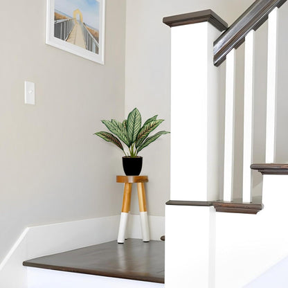 Kunstpflanze Calathea 33cm Grün-Rot Polyester Blätter Kunststofftopf deco