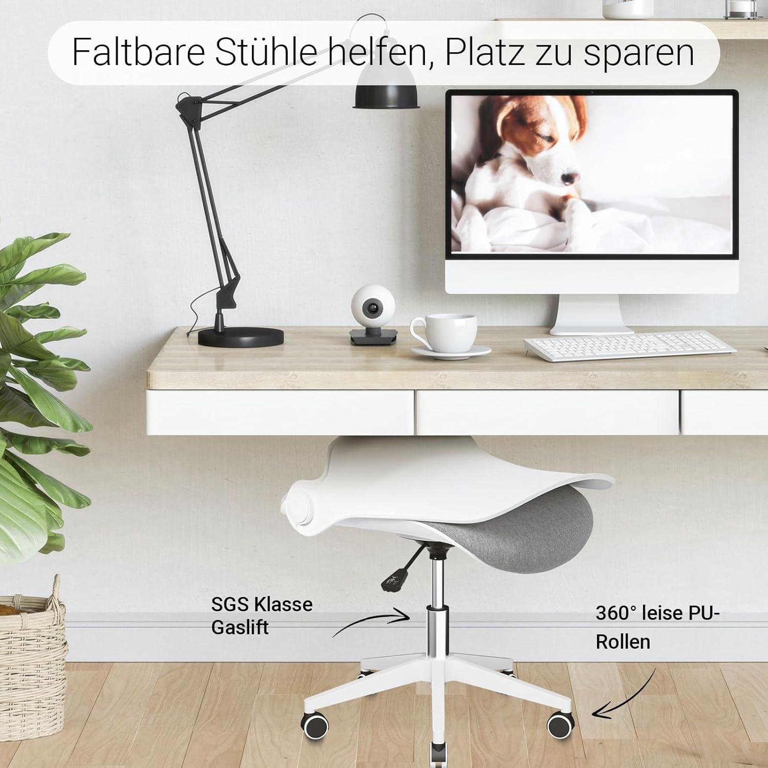BASETBL Bürostuhl klappbarer Rückenlehne Schreibtischstuhl Ergonomisch Grau