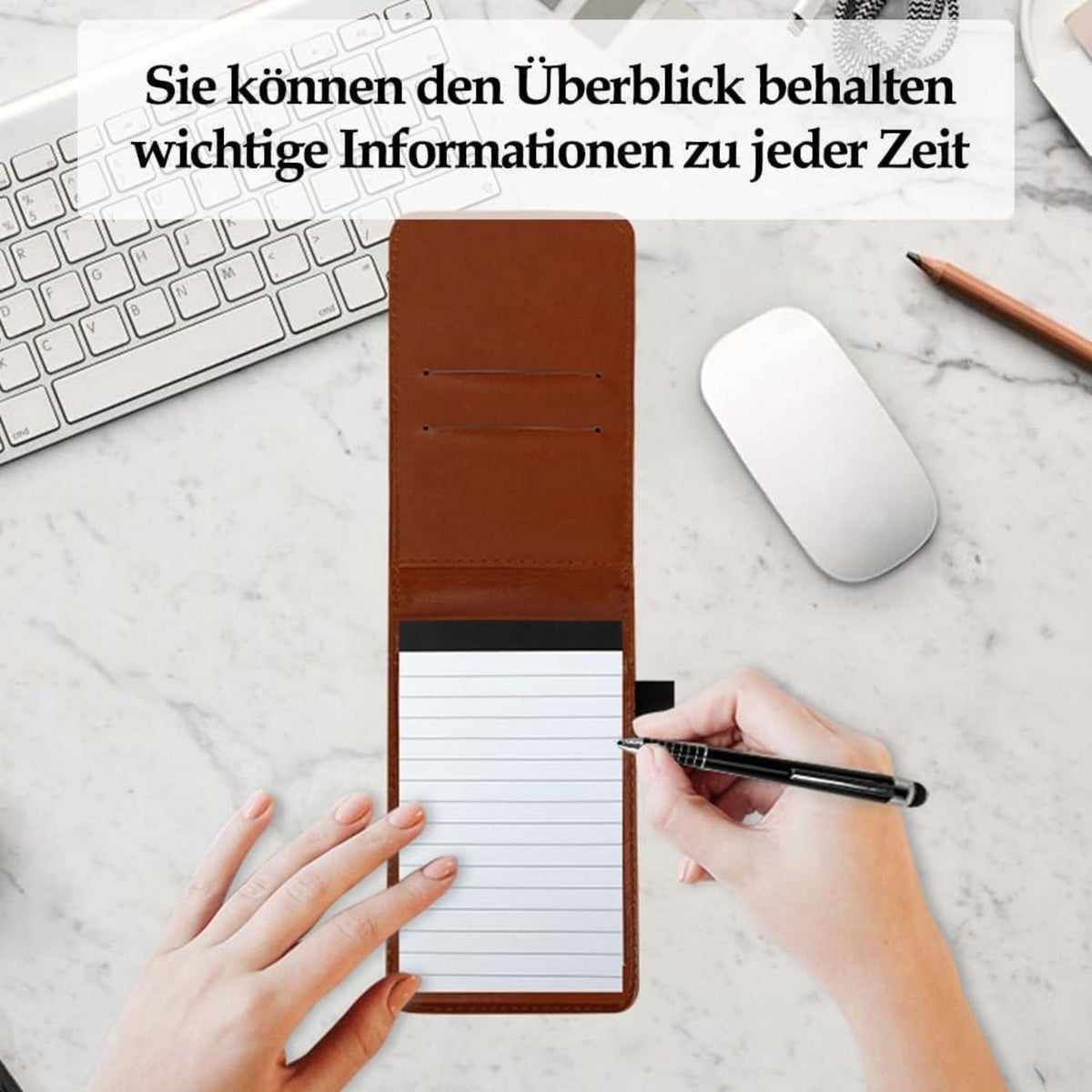 A7 Notizbuch mit Stift & Hülle – Klein & Praktisch in Lederoptik