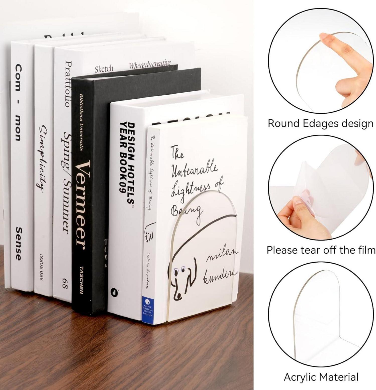 Buchstütze 2er Pack Acryl Transparent Bücherhalter Organizer