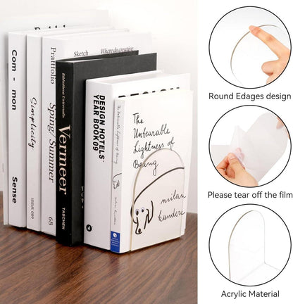 Buchstütze 2er Pack Acryl Transparent Bücherhalter Organizer