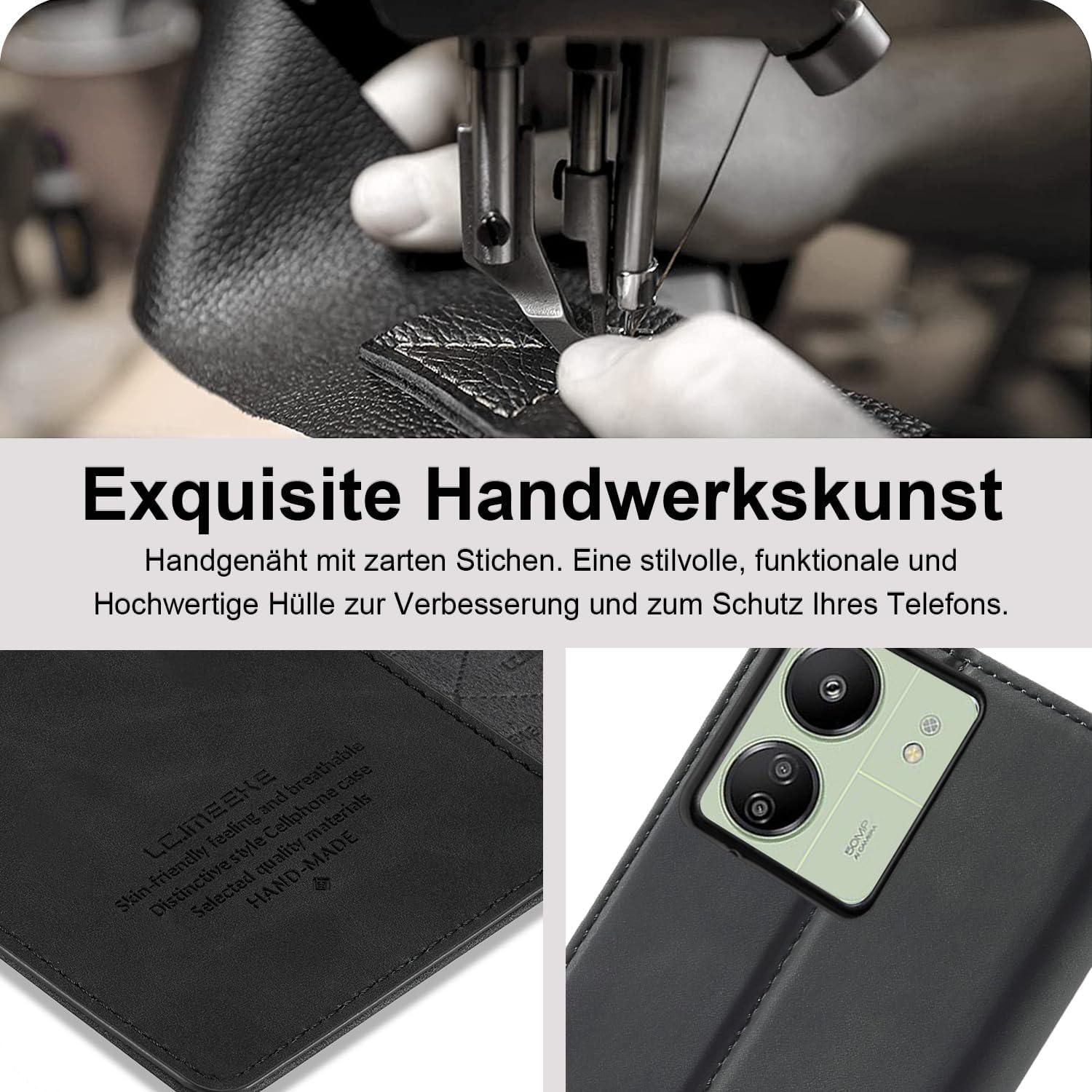Klappbare Leder Handyhülle für Xiaomi Redmi 13C mit