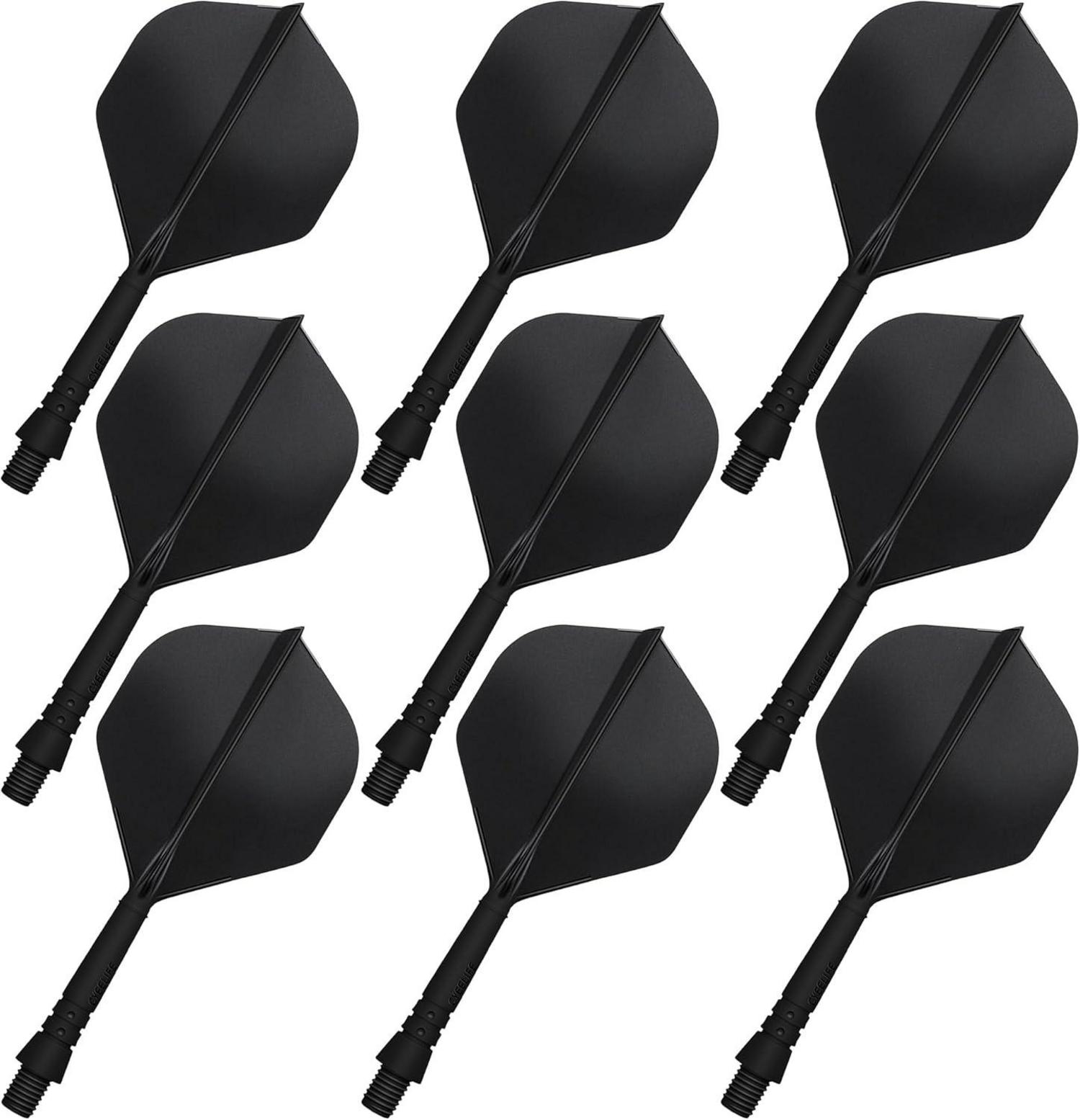 Dart Flights und Schäfte, 2-In-1 Präzisionsform, Schwarz, 9er Pack