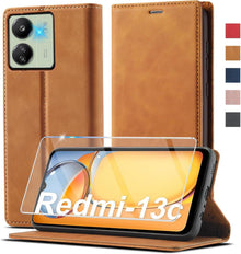 Handyhülle Xiaomi Redmi 13C Leder Wallet Schutzhülle Magnetschließe