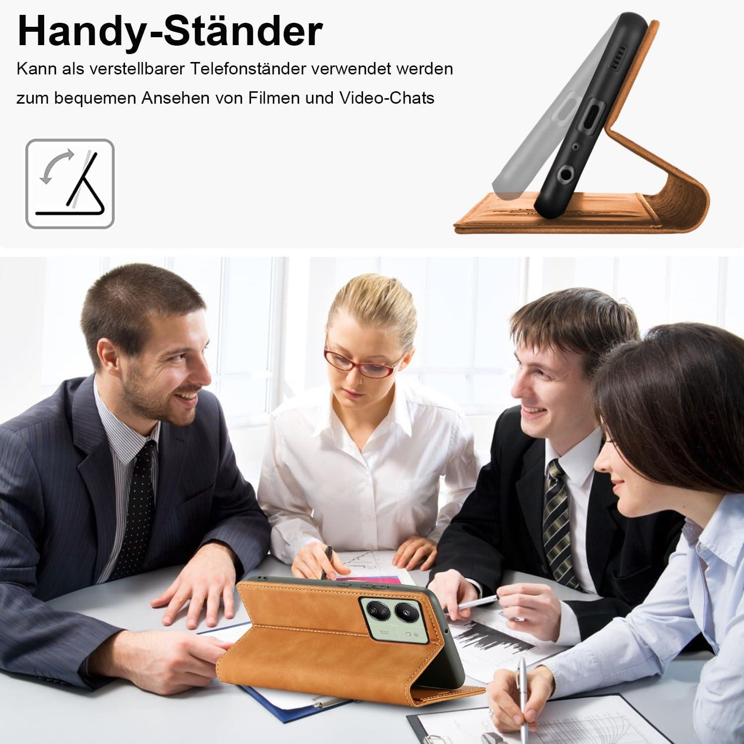 Handyhülle Xiaomi Redmi 13C Leder Wallet Schutzhülle Magnetschließe