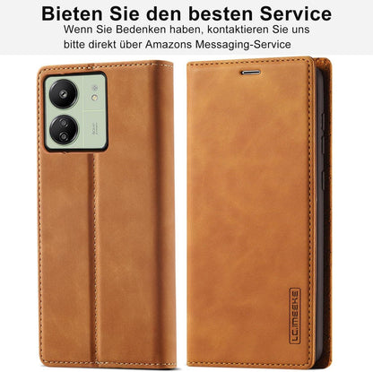 Xiaomi Redmi 13C Leder Hülle Wallet Schutzfolie Braun Ständer Magnet