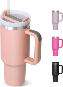 Thermobecher 1180ML mit Strohhalm Trinkbecher Edelstahl Isolierbecher