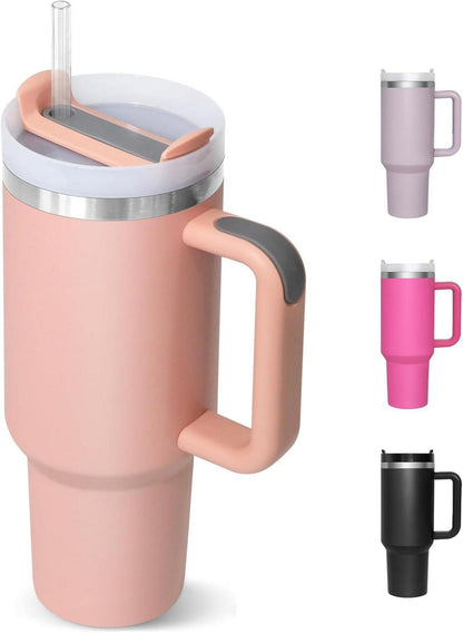 Thermobecher 1180ML mit Strohhalm Trinkbecher Edelstahl Isolierbecher