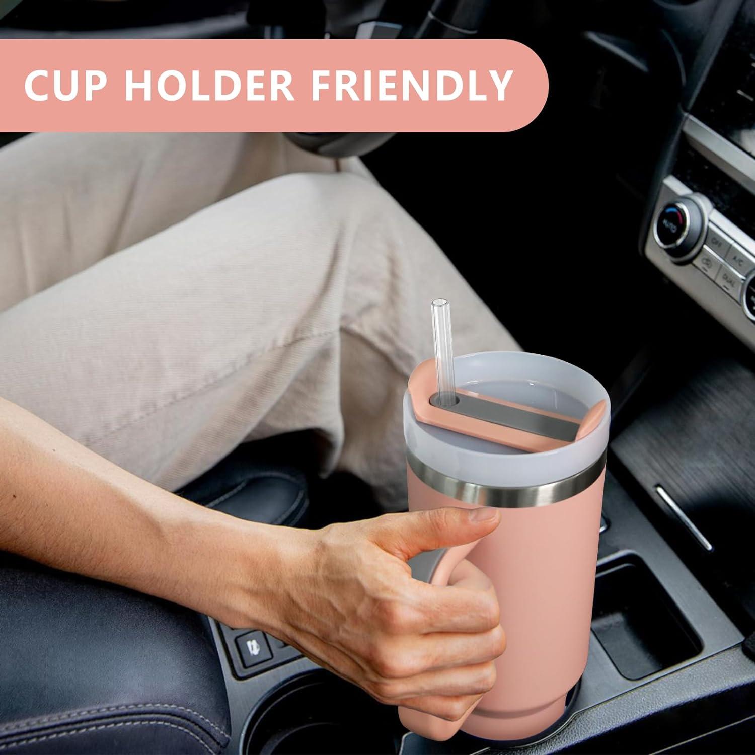 Thermobecher 1180ML Edelstahl Isolierbecher to go Strohhalm Pink