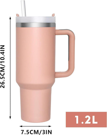Thermobecher 1180ml mit Strohhalm Edelstahl Isolierbecher Tumbler Cup