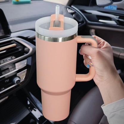 Thermobecher 1180ML Edelstahl Isolierbecher to go Strohhalm Pink