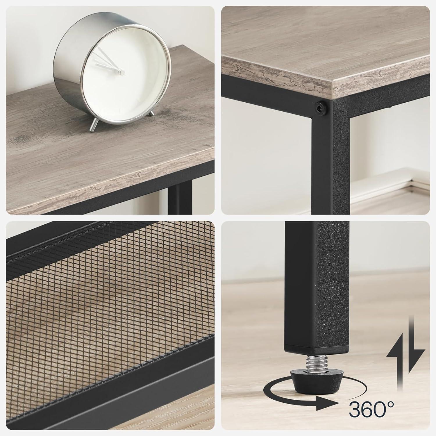 Schmaler Konsolentisch 75 cm Beistelltisch Flurtisch Greige-Schwarz