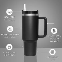 Thermobecher 1180ml mit Strohhalm und Deckel, Edelstahl