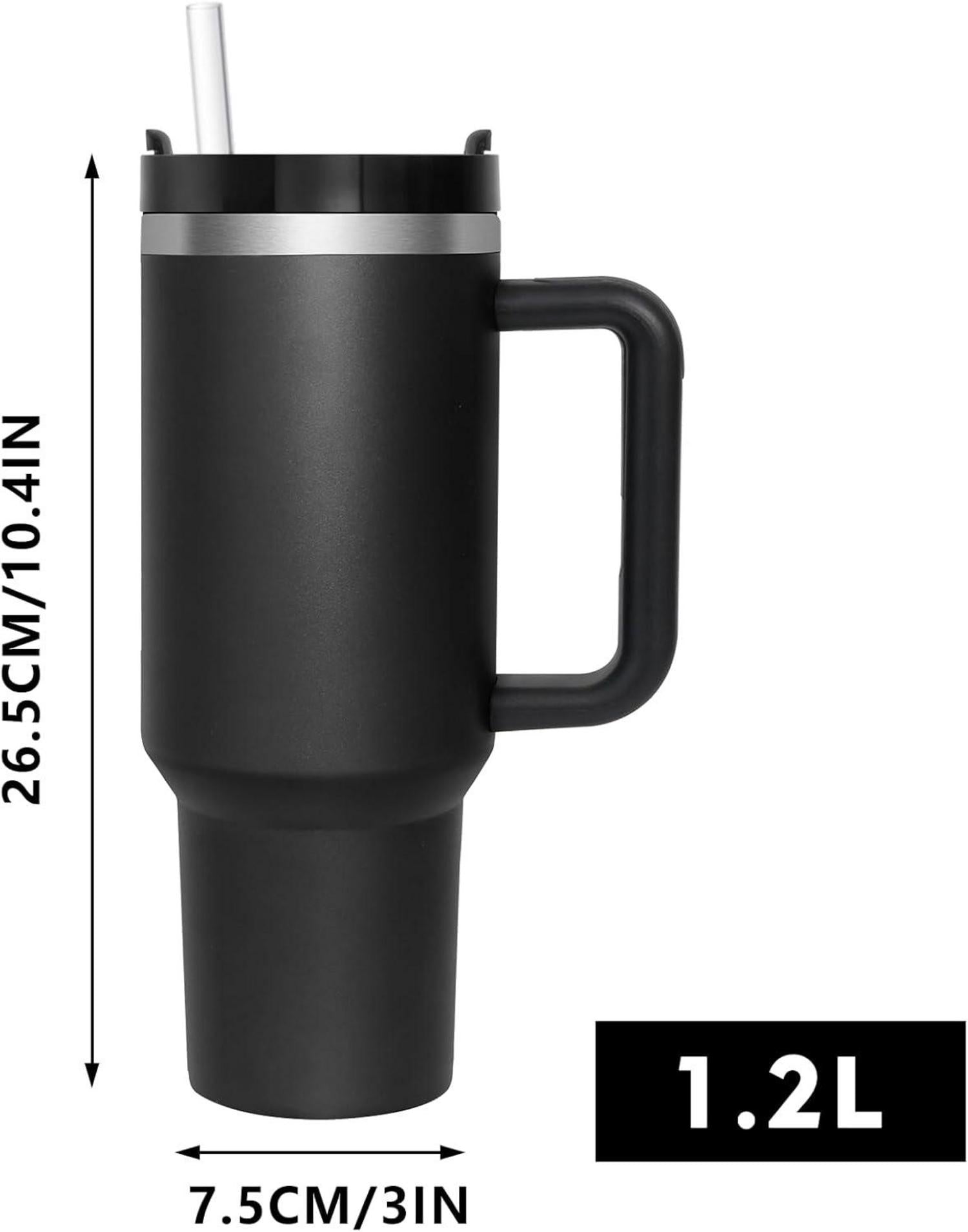 Thermobecher mit Strohhalm 1180ML Edelstahl Isolierbecher Griff