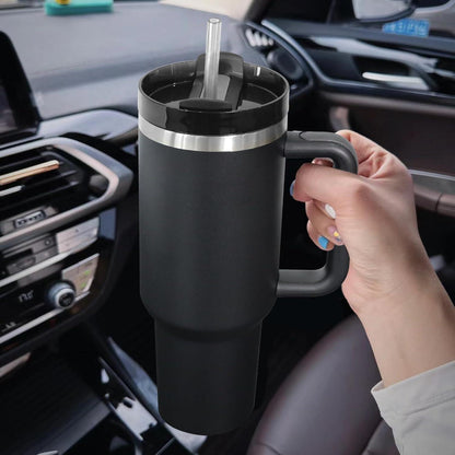 Thermobecher mit Strohhalm 1180ML Edelstahl Isolierbecher für Heiß und Kalt