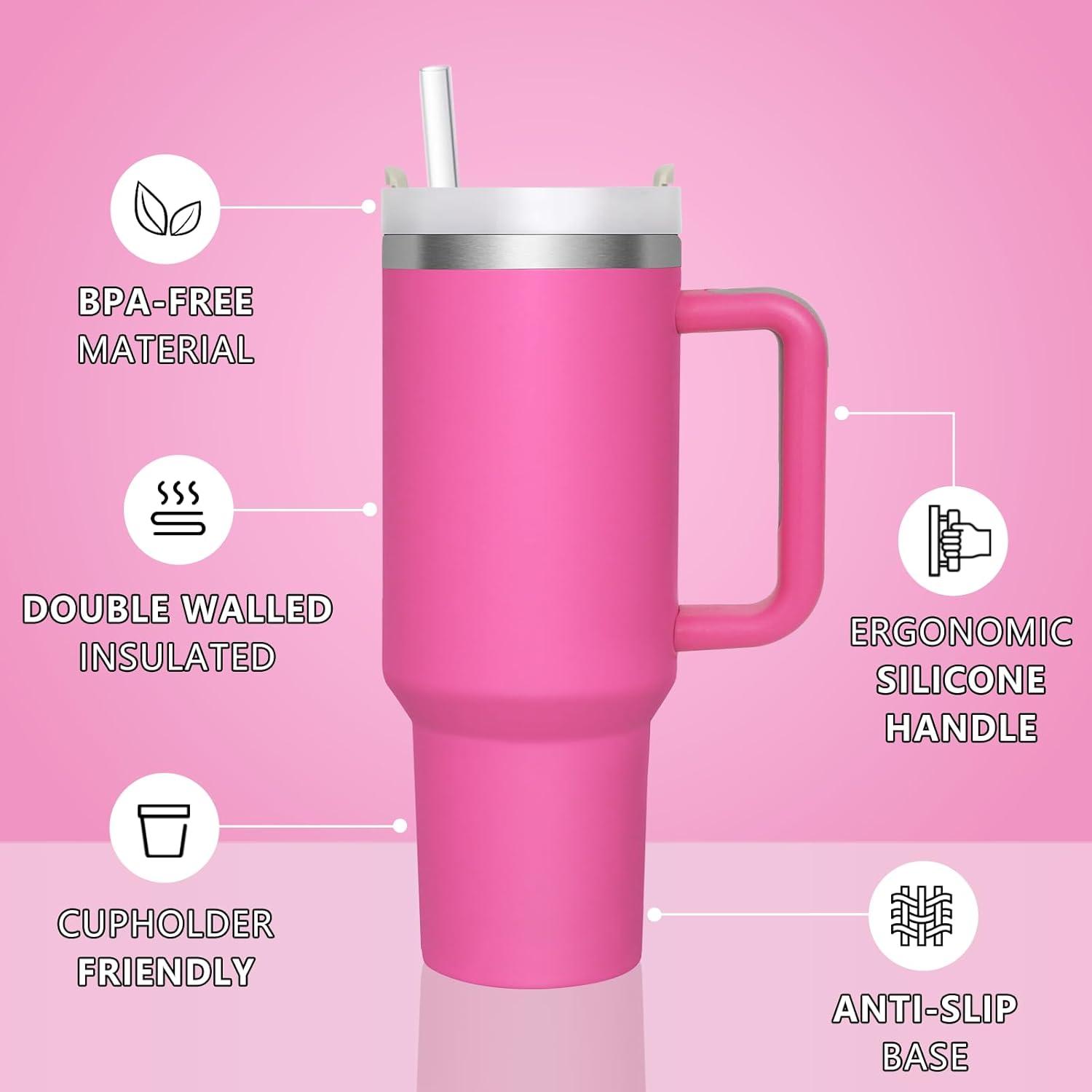 Thermobecher 1180ML mit Strohhalm Deckel Edelstahl