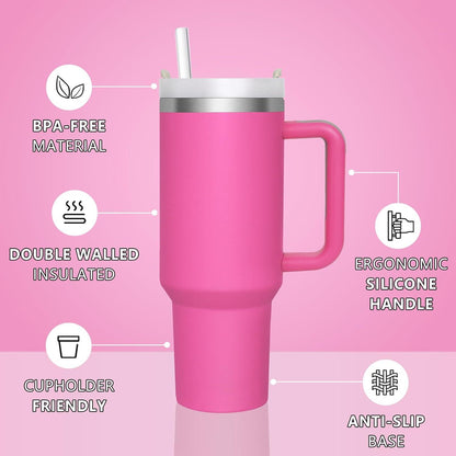 Thermobecher 1180ML mit Strohhalm Deckel Edelstahl