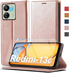 Schutzhülle Xiaomi Redmi 13C Leder Klapphülle mit Ständer
