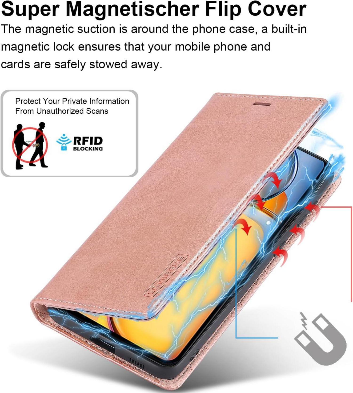 Handyhülle Xiaomi Redmi 13C Leder Stoßfeste Schutzhülle Rose mit