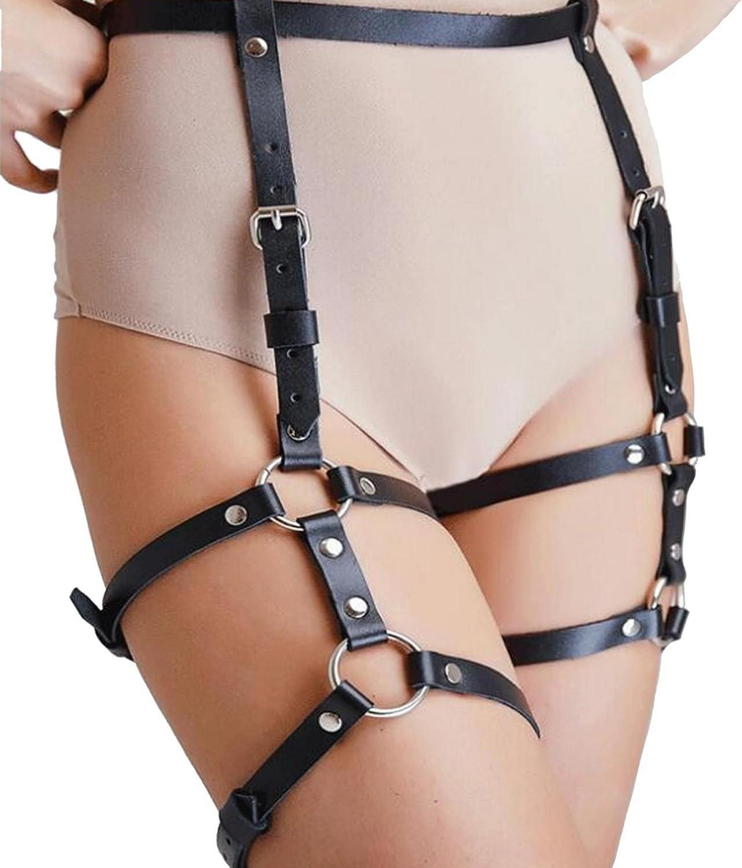 Punk Leder Bein Harness Caged Oberschenkel Strumpfband BDSM