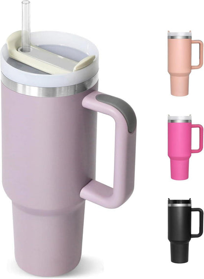 Thermobecher 1180ML Edelstahl Isolierbecher mit Deckel und Strohhalm