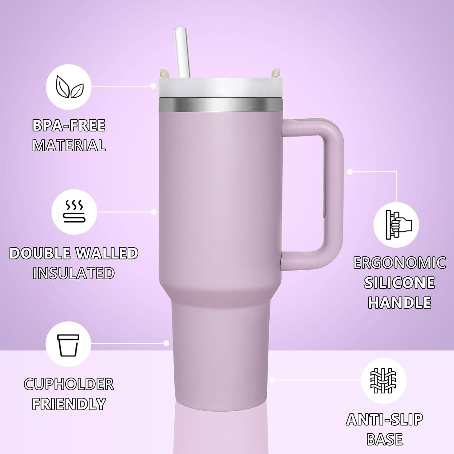 HNCY Thermobecher 1180ML mit Strohhalm und Deckel, Edelstahl