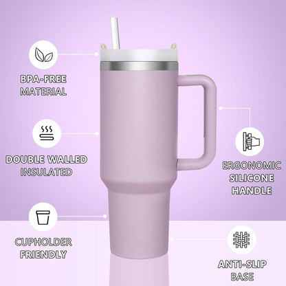 HNCY Thermobecher 1180ML mit Strohhalm und Deckel, Edelstahl
