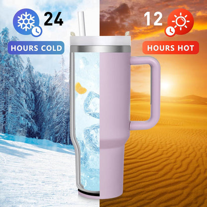 Thermobecher 1180ML Edelstahl Isolierbecher mit Deckel und Strohhalm