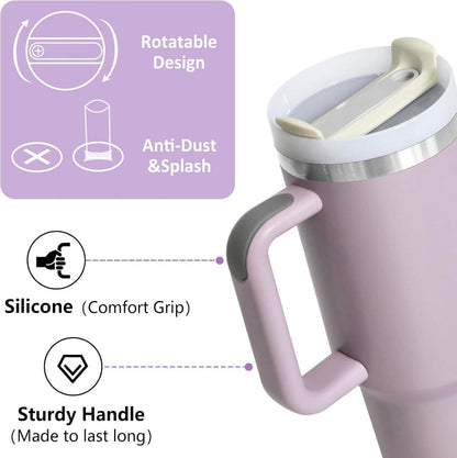 HNCY Thermobecher 1180ML Strohhalm Deckel Edelstahl Isolierbecher